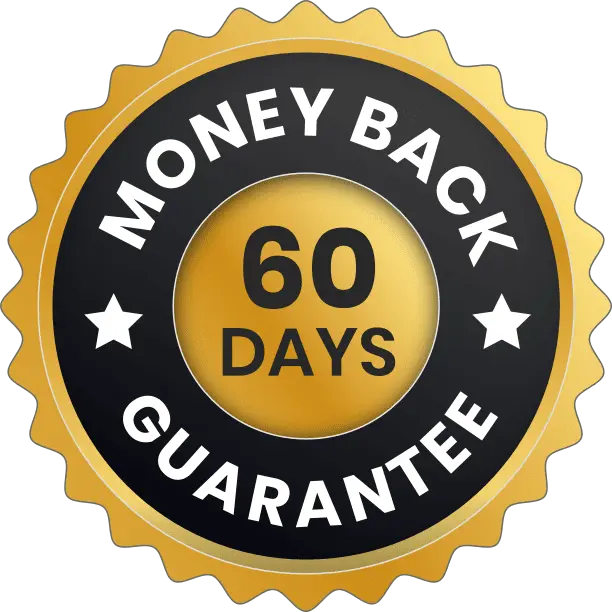 GutGlucose 60-day 100 percent money-back guarantee badge