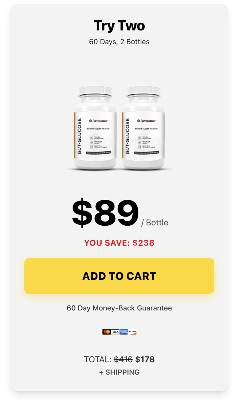 GutGlucose 2 bottle 60-day supply starter package with discounted price